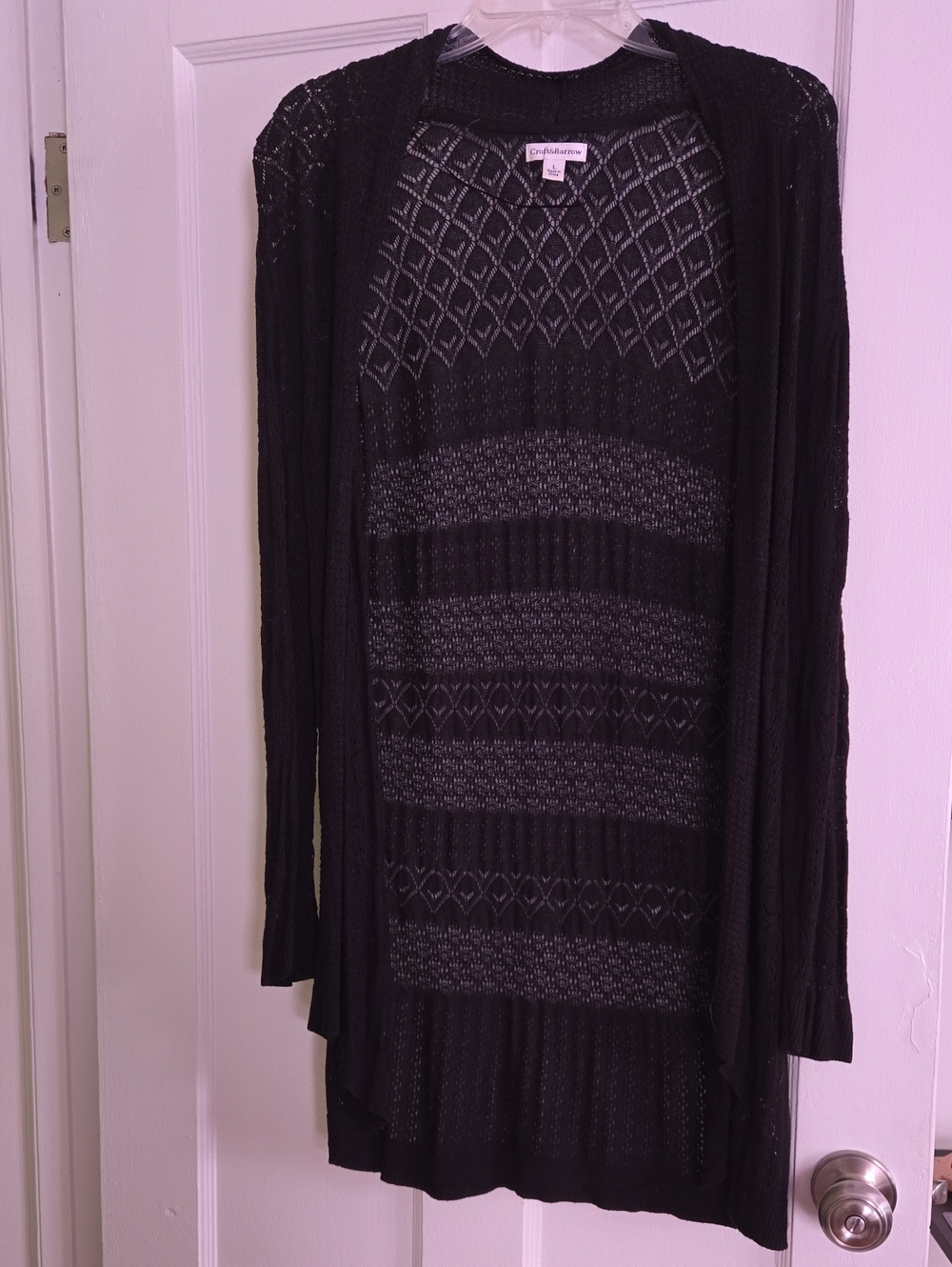 Croft & Barrow Black Open-Front Sweater